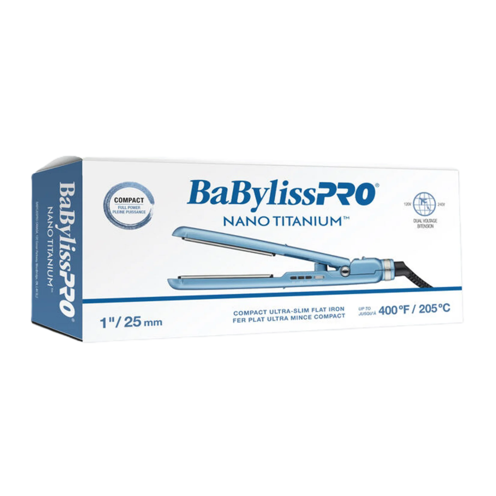 BabylissPro - Nano Titanium - Ultra-Thin Compact Flat Iron 1"