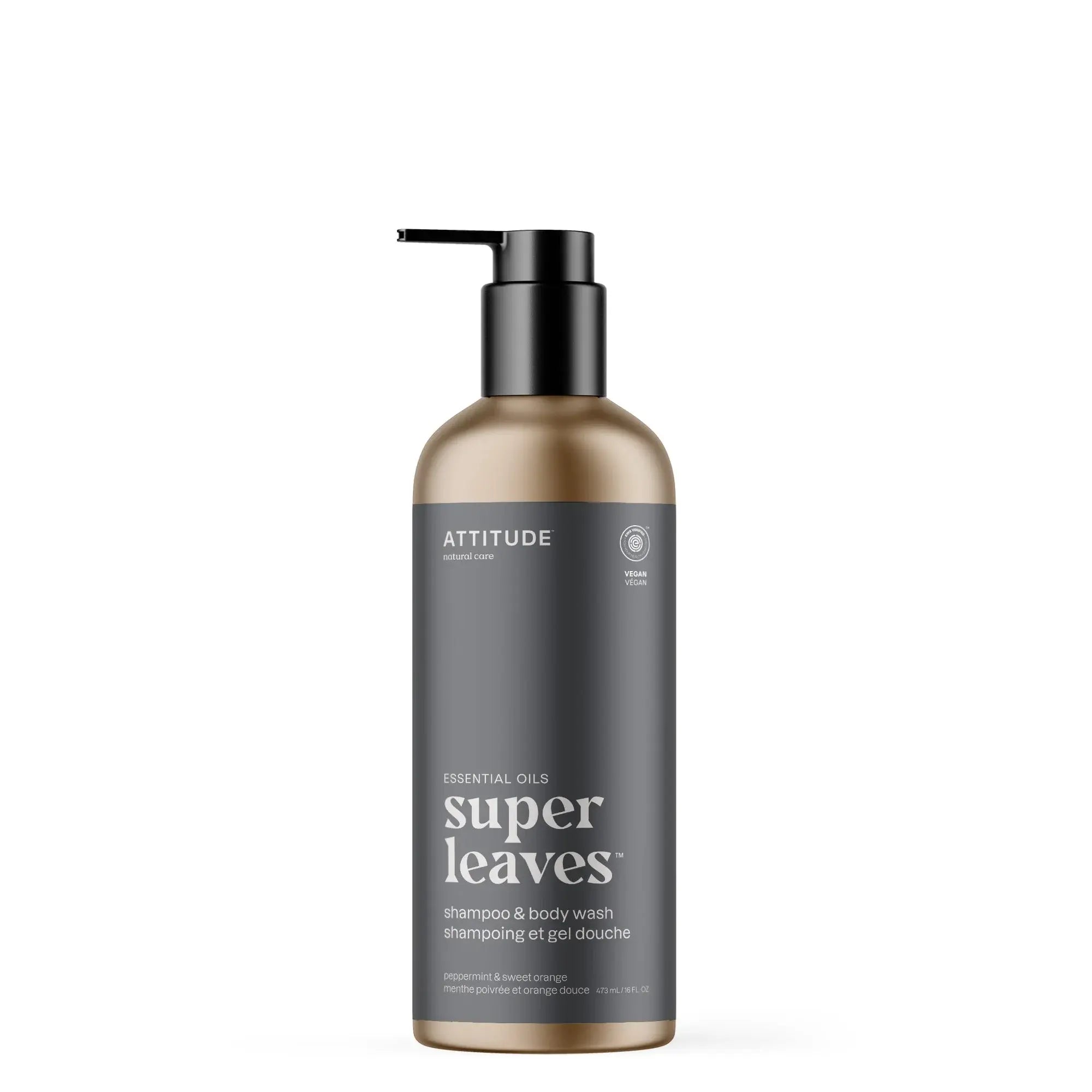 Attitude - Shampoing et savon corps 2en1  - Menthe poivrée et orange douce 473ml