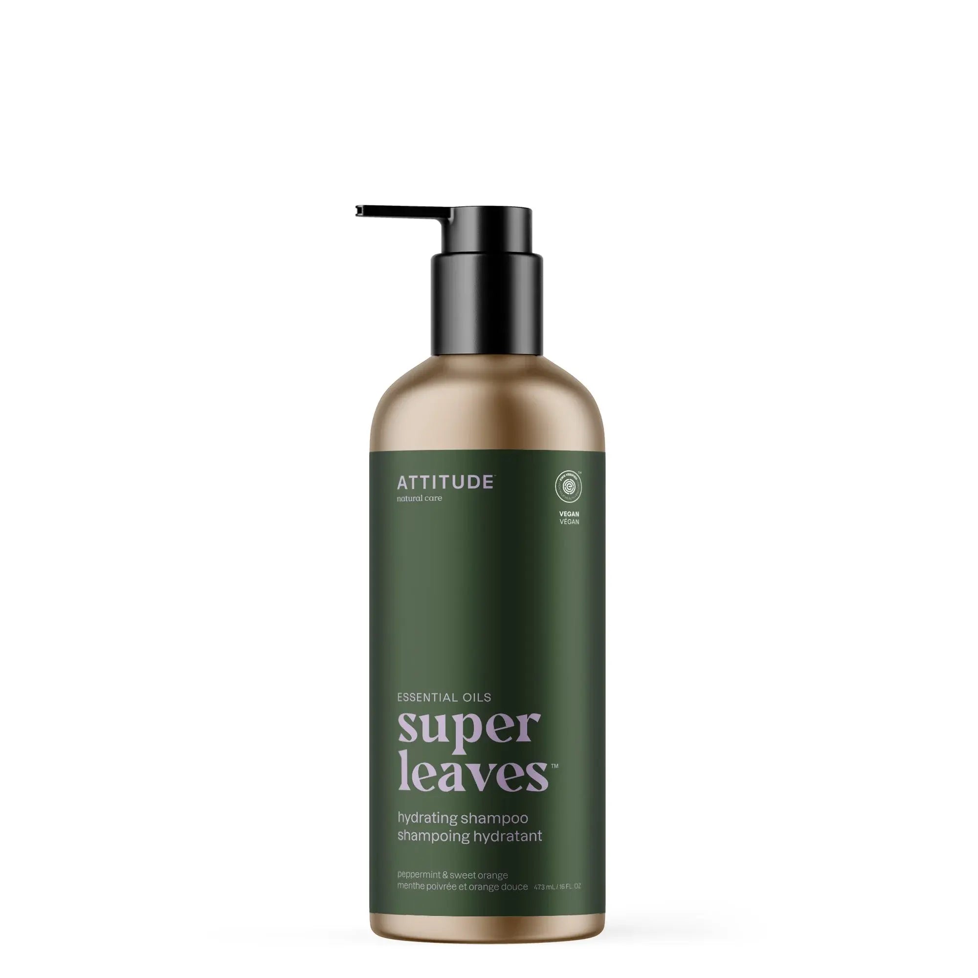 Attitude - Super leaves - Shampoing  hydratant - Menthe poivrée et orange douce 473ml